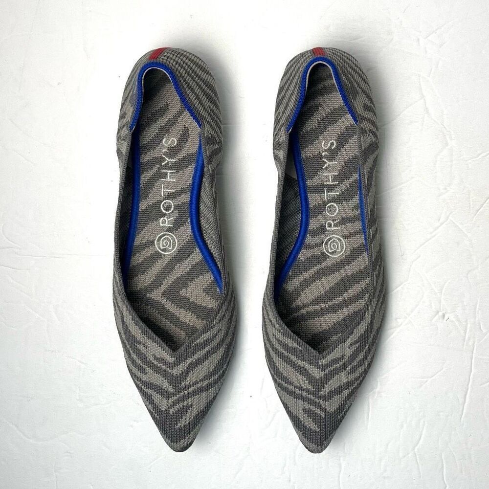 Rothy's Zebra Print Flats 8 - Black and Gray